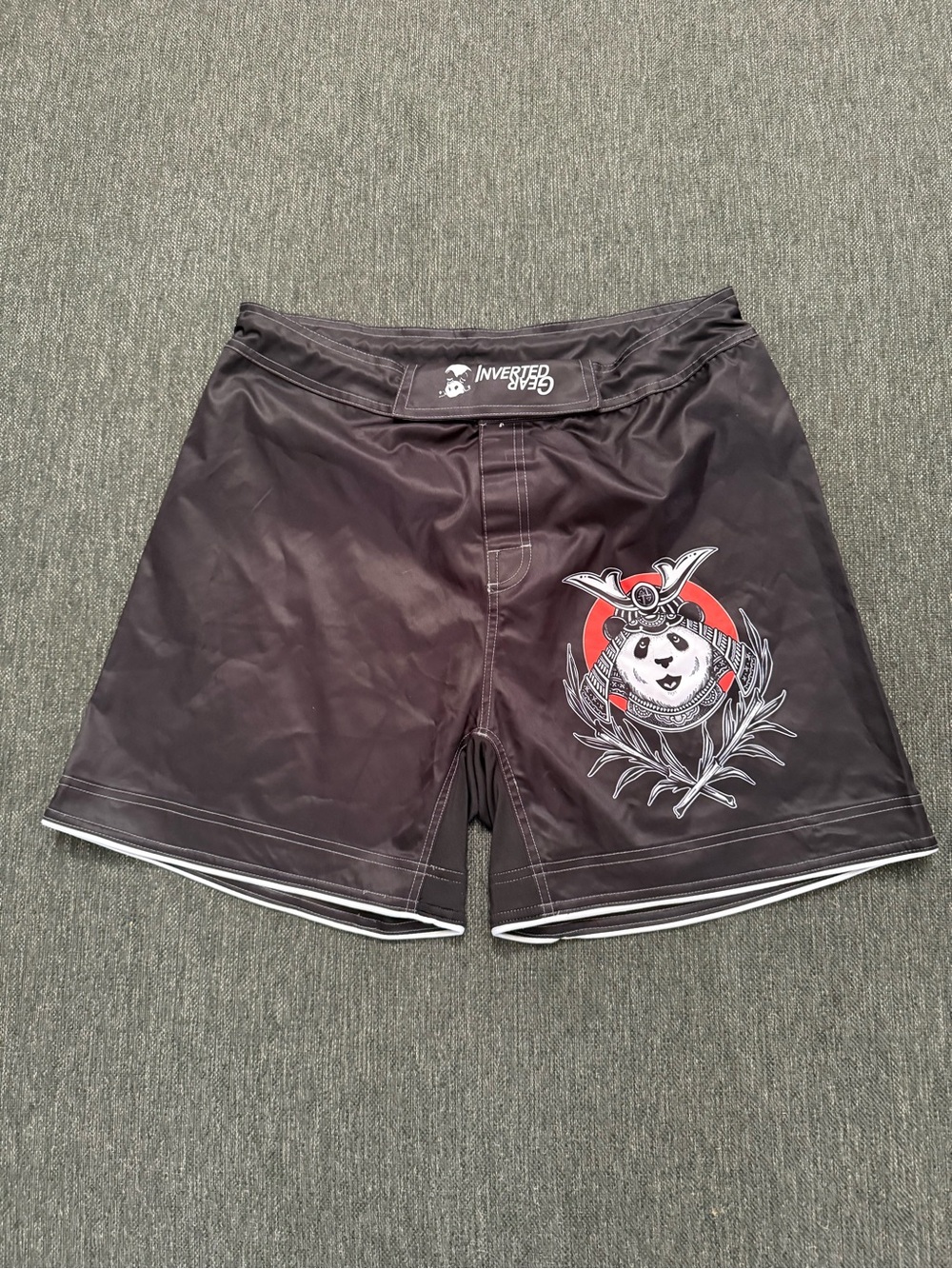 Men’s invented boxing  Black Samurai Panda Print Shorts size Medium karate